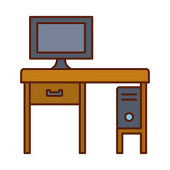Isolated home computer desk line and fill style icon vector design