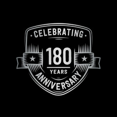 180 years anniversary celebration shield design template. Vector and illustration.