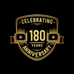 180 years anniversary celebration shield design template. Vector and illustration.