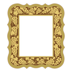 Decorative framework with grapes and leaves. Imitation of carved frame.