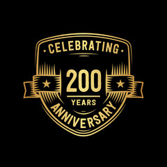 200 years anniversary celebration shield design template. Vector and illustration.