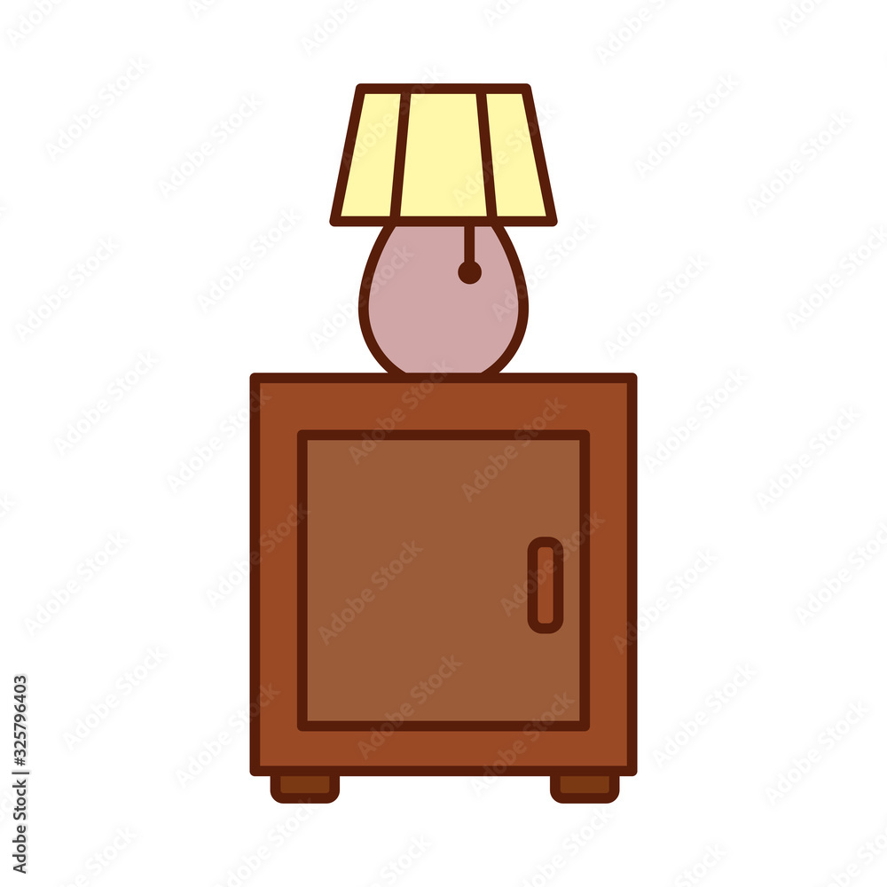 Poster isolated lamp over home little table line and fill style icon vector design