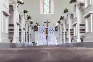Wedding series : church from bottom view white and bright