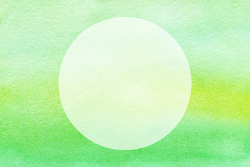 Green round splash watercolor hand drawn paper texture background business card with space for text or image