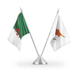 Cyprus and Algeria table flags isolated on white 3D rendering