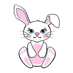 Cute vector bunny isolated on white background.