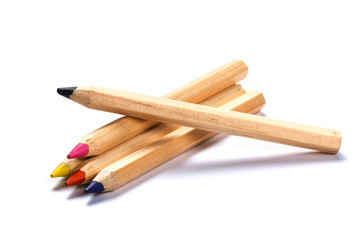 colored pencils isolated on white background. close up