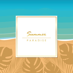 summer paradise holiday design with palm leaves on the beach vector illustration EPS10
