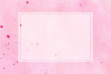 Pink splash geometry square watercolor hand drawn paper texture background business card with space for text or image