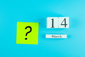 Questions Mark ( ? ) word and 14th March calendar on blue background. FAQ( frequency asked questions), Answer, Q&A, Communication and Brainstorming, International Ask a Question day Concepts