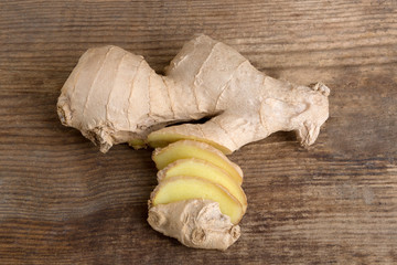 Ginger on a wooden board