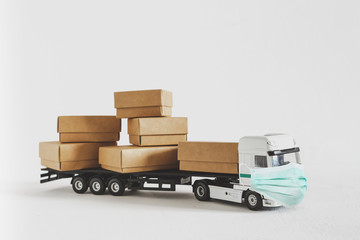 Coronavirus COVID 19 Chinese infection Danger business of trucking, delivering cargo around world...