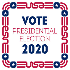 Poster for the United States presidential election in 2020 with original frame. US Election banner inviting to vote, November 3.