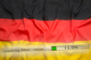 Downloading files on a computer, Germany flag