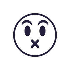 Fototapeta premium Lips sealed emoji face flat style icon vector design