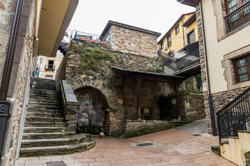 Fototapeta na wymiar Cangas del Narcea, Spain. Views of the streets and houses in this traditional town in Asturias