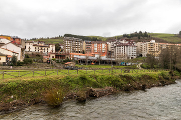 Fototapeta premium Cangas del Narcea, Spain. Views of the streets and houses in this traditional town in Asturias