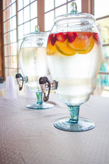 water flavored with strawberry and orange