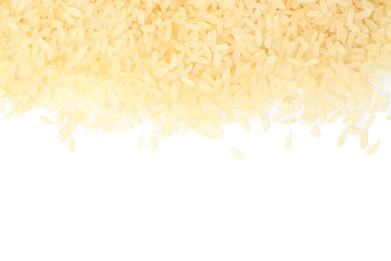 Rice frame isolated on white background, top view