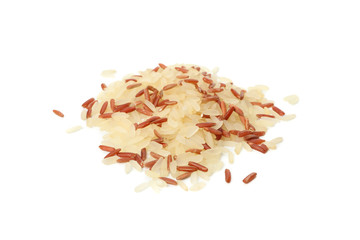Rice isolated on white background, close up