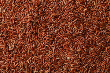 Brown rice texture background, close up and macro