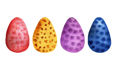 Easter cake, eggs, rabbits and willow twigs painted watercolor. Bright cute hand drawn illustration