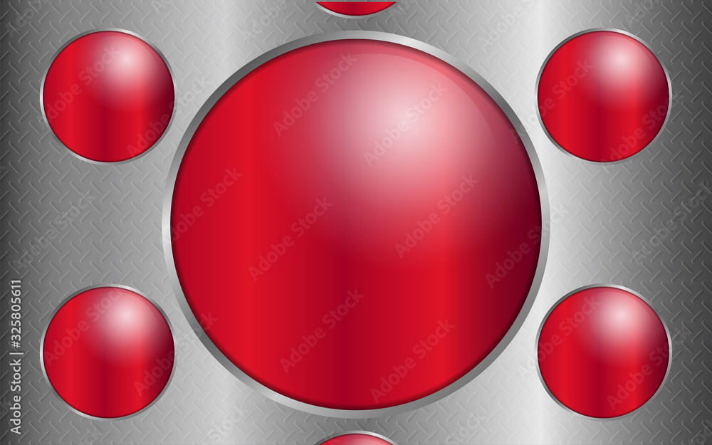 Poster abstract red and silver gray realistic metallic shape texture background with glossy style design. v