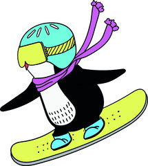 Cute penguin sport winter vector illustration