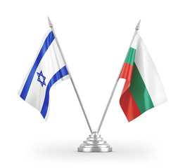 Bulgaria and Israel table flags isolated on white 3D rendering