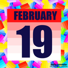 February 19 icon. For planning important day. Banner for holidays and special days. Nineteenth of february icon. Vector Illustration.