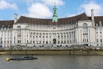 Fototapeta na wymiar County Hall, headquarters of Greater London Council on the South Bank of the River Thames, London