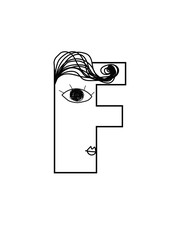 Cartoon style alphabet letter F