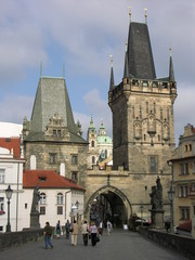 Obraz premium Prague, Czech Repub., Charles Bridge and Towers