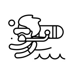 Diver line icon, concept sign, outline vector illustration, linear symbol.