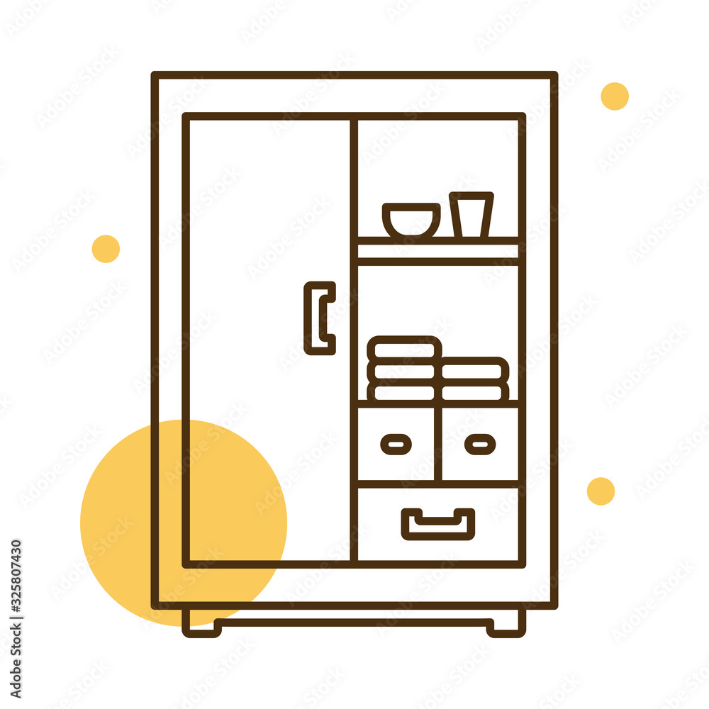 Poster isolated home closet block and line style icon vector design