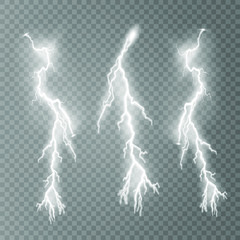 Lightning flash light thunder sparks on a transparent background. Fire and ice fractal lightning, plasma power background vector illustration. Lightning flash light PNG.