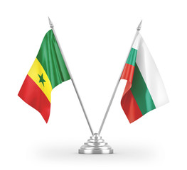 Bulgaria and Senegal table flags isolated on white 3D rendering
