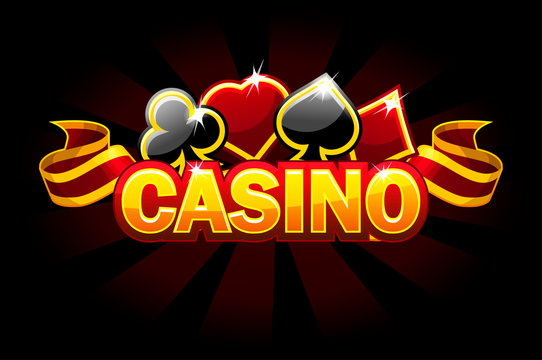 Casino Background Logo With Game Card Signs.