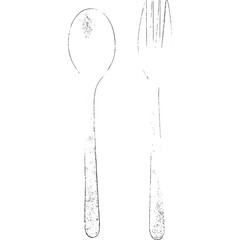 High contrast illustration of a fork and a spoon on a white background