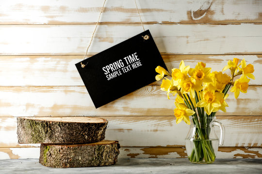 Desk of free space and spring time 