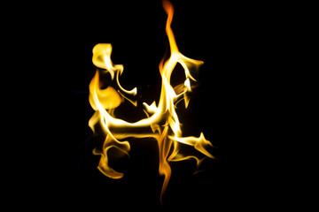 blank postcard dance of fire on a black background with a reflection