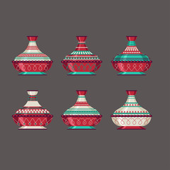 Moroccan Ceramic Tajine Vector Set Collection