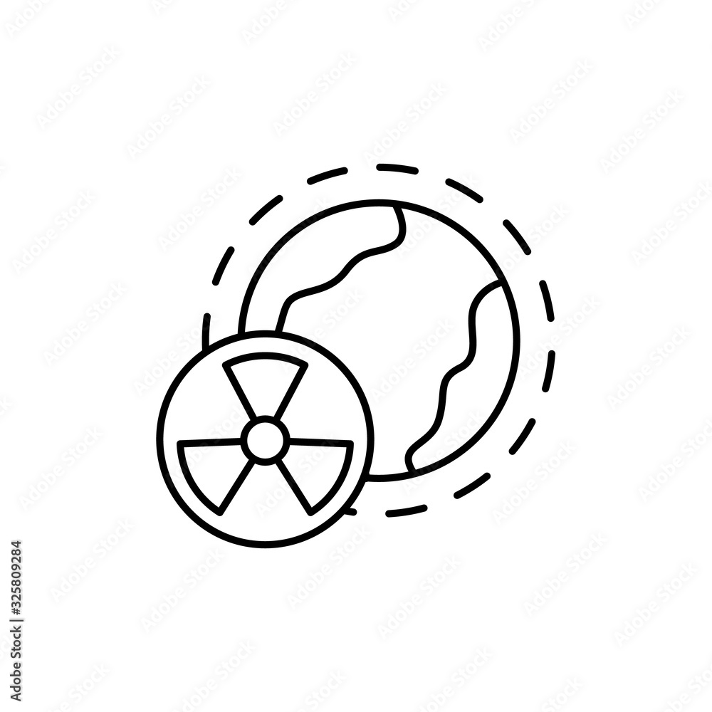 Poster radiation symbol, globe icon. simple line, outline vector elements of nuclear energy icons for ui an