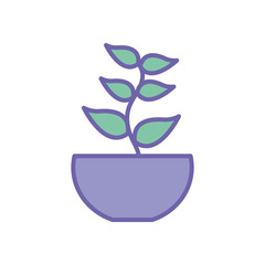 Isolated plant inside pot line and fill style icon vector design