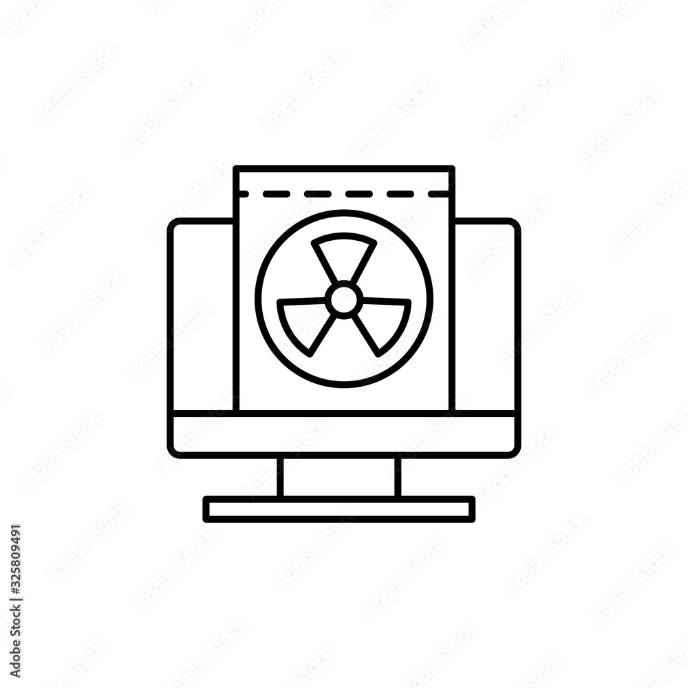 Poster radiation symbol, monitor icon. simple line, outline vector elements of nuclear energy icons for ui 
