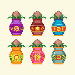 Kalash Vector Illustration Set