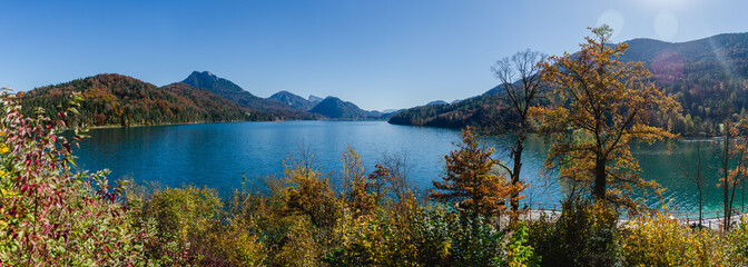 Fototapeta na wymiar lake fuschl, austria, mountainlake, salzburg