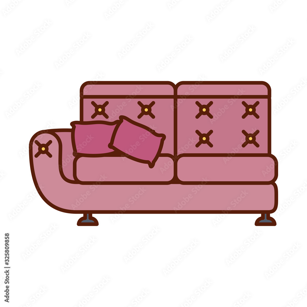 Poster isolated couch line and fill style icon vector design