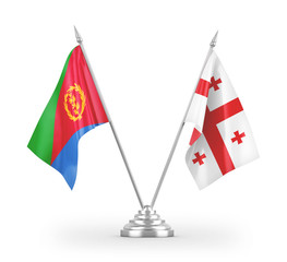 Georgia and Eritrea table flags isolated on white 3D rendering