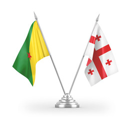 Georgia and French Guiana table flags isolated on white 3D rendering
